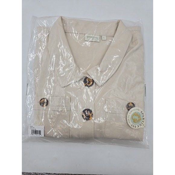 NWT Spartina 449 Utility Jacket Reagan Button Front Cropped- L - Picture 9 of 12